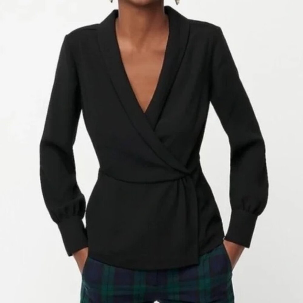 J Crew Drapey Faux-Wrap Top in 365 Crepe Size 2